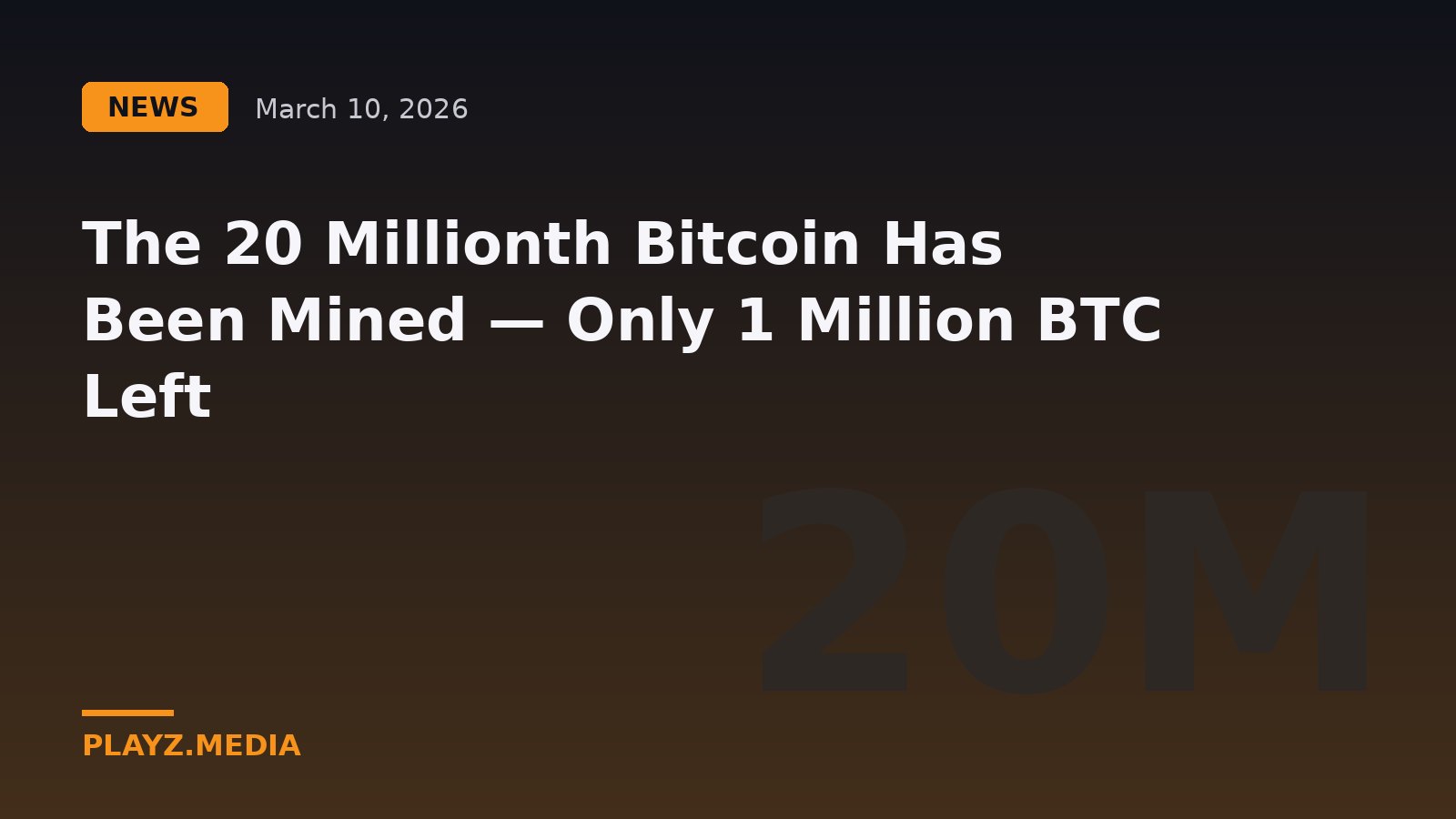 The 20 Millionth Bitcoin Has Been Mined — Only 1 Million BTC Left