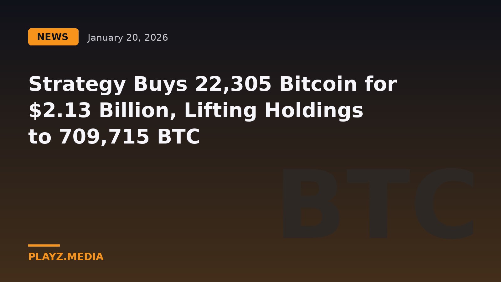 Strategy Buys 22,305 Bitcoin for $2.13 Billion, Lifting Holdings to 709,715 BTC