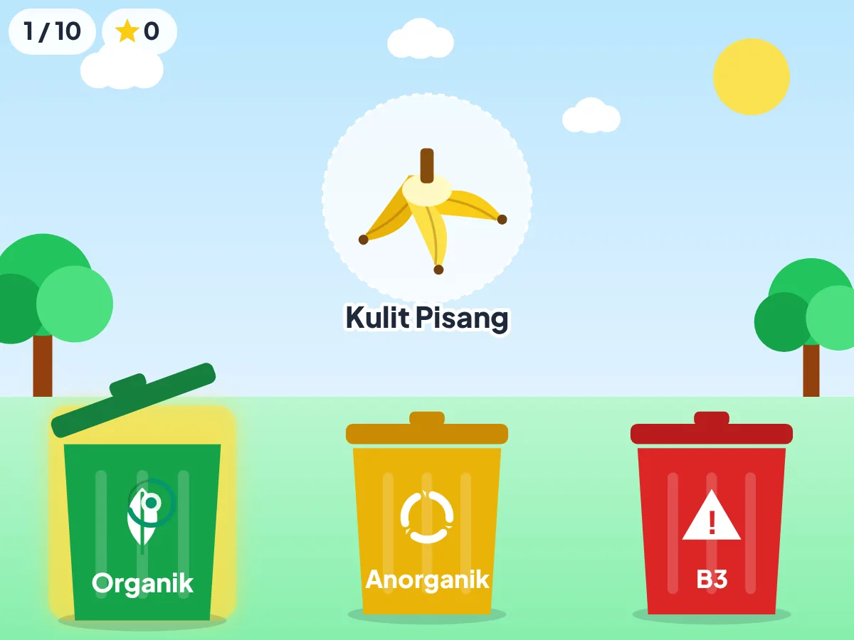 PilahSampah — ilustrasi Belajar memilah sampah · organik, anorganik & B3