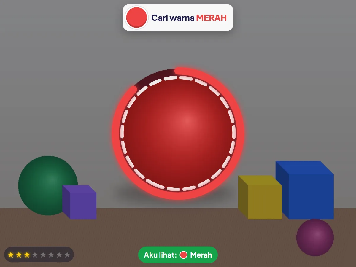 WarnaKu — ilustrasi Berburu warna di rumah · AI mengenali warna benda lewat kamera